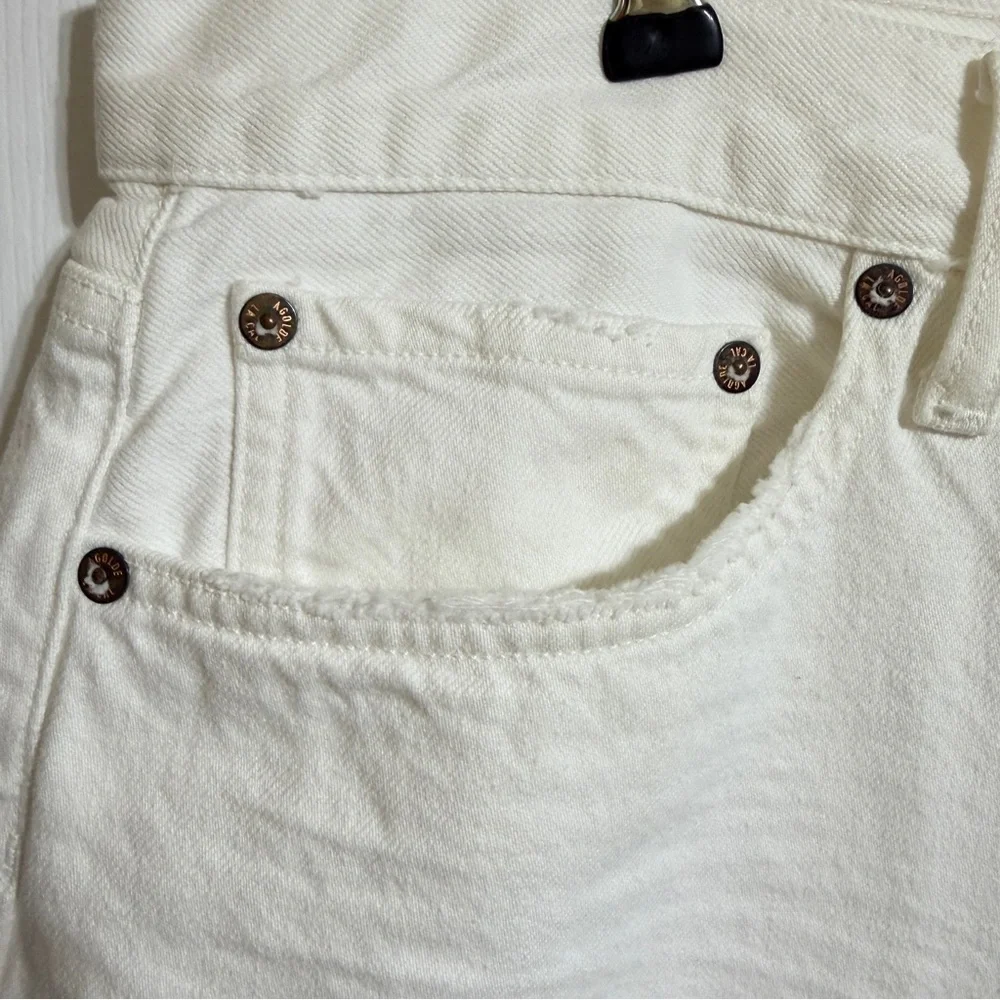 NWT AGOLDE white Parker long Jean denim Shorts loose vintage size 10 12